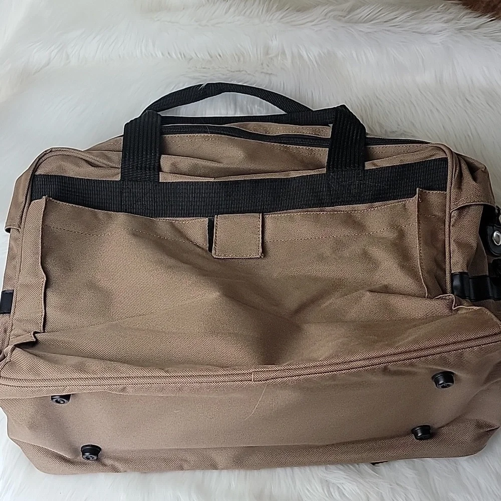 CROPPER HOPPER Tan Black Canvas Scrapbooking Craft‎ Organizer Travel Tote Bag